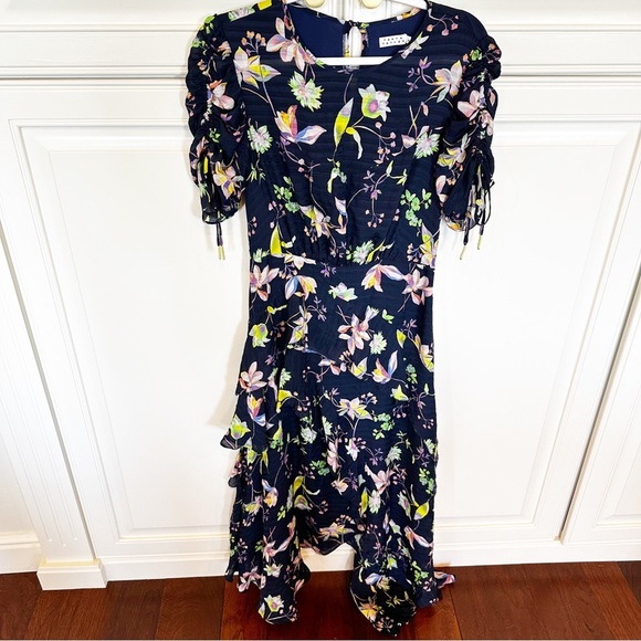Tanya Taylor Women’s Cosette Garden Print Silk Floral Asymmetrical Midi Dress 6 - Picture 5 of 16